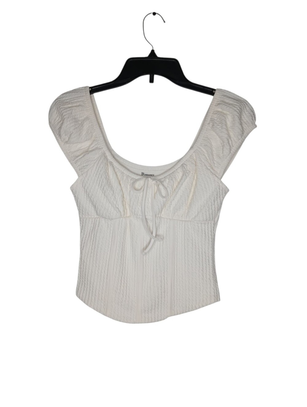 No Boundaries Cream Scoop Neck Ribbed Tie-Front Camisole
